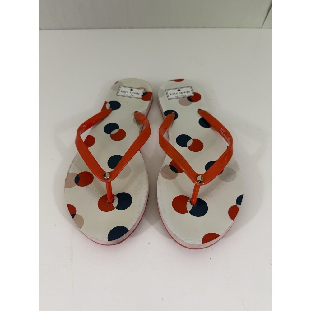 Kate Spade Feldon Flip Flop New in Box Oskar Dot Print Size 10B Red White Black - Picture 2 of 12